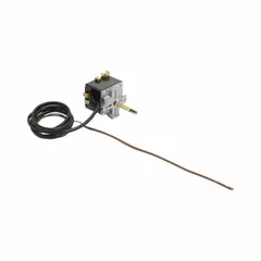 Electric thermostat with a dial range of 140 to 550, designed for cooking equipment requiring temperature control. Operates on 240V AC input voltage and features a 1/4 in sensing bulb diameter.