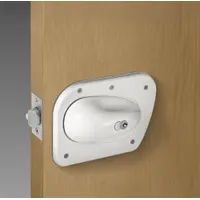 This SECURITECH storeroom lever lockset features ligature-resistant construction and Small Format Interchangeable Core (SFIC) compatibility. It is designed for applications where safety and security are critical, such as in institutional settings. The lockset has no visual indicator message