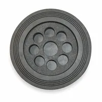 Graphite rupture disc with 150 psig burst pressure for overpressure protection in industrial piping systems. Compatible with 2-inch pipe size, overall diameter 3 9/10 inches. Body material is graphite