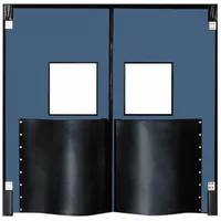 Swinging Door: Polyethylene, 2 Doors, Blue, 6 ft Door Wd, 7 ft Door Ht, Window Included, 1 PR (MPN 7284XDCBL)