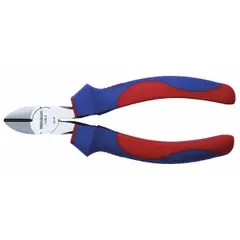 These flush-cut diagonal-cutting pliers feature a straight, narrow jaw design for precision trimming of wires and small components. With a 7/8 in jaw length, 3/8 in jaw width, and 6 in overall length, they deliver clean cuts in tight spaces. Suitable for electrical, machining, and assembly applications.