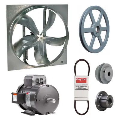 Dayton Belt-Drive Panel Exhaust Fan with Drive Package - Belt-Drive Panel Exhaust Fans with Drive Package