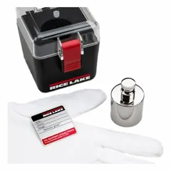 Set of two stainless steel cylinder calibration weights with a nominal mass of 20 g each. Class 2 accuracy for verification and calibration of precision balances and scales. Includes a handling glove to maintain mass integrity.