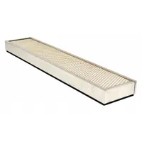 Rectangular panel cabin air filter with cellulose media and included gasket. Overall length 30 inches. Designed for use in Massey Ferguson buses to filter airborne particles from cabin air
