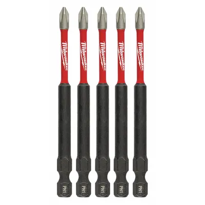 MILWAUKEE Driver Bit: Power Bit, Imperial, PH1 Bit Industry Size, #1 Bit Size, Std - Impact Bits