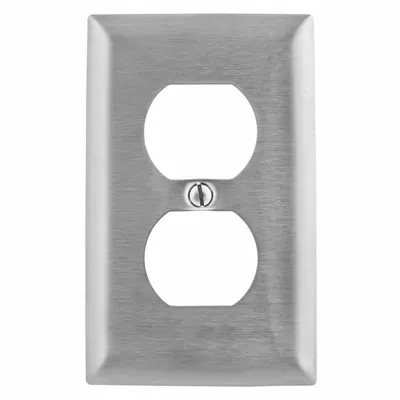 HUBBELL Wall Plate: Duplex Outlet, 1 Gang, Silver - General Purpose Wall Plates