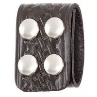 GOULD & GOODRICH, INC. Belt Keeper: Basketweave Leather, 1 3/4 in Wd, Black, Nickel Snap (MPN B129W)