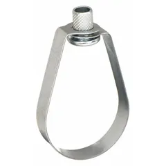 Pre-galvanized steel loop hanger for supporting 1 1/4 in pipe from 3/8 in threaded rod. Non-cushioned design with 300 lb load capacity. Used in mechanical, plumbing, and HVAC systems for direct pipe support.