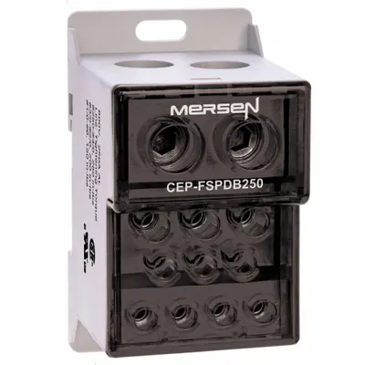 MERSEN Power Distribution Block: Finger-Safe, Lug, Lug - Finger-Safe Blocks with Lugs