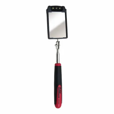 ULLMAN HTK-2LT Illuminated Inspection Mirror, Stainless Steel, 3 1/2 x 2 1/4 in - Illuminated Inspection Mirrors