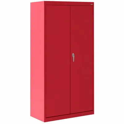 SANDUSKY 30x18x66 in Red Steel Shelf Cabinet with Swing Handle & Keyed Lock - Commercial Shelf Cabinets