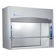 This 5 ft overall width ducted fume hood includes a built-in exhaust blower for ventilation. A base/stand and work surface are required but not included. Designed for laboratory use to contain and exhaust hazardous fumes, vapors, and particulates.