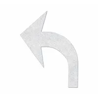 White thermoplastic pavement marking with Reversible Turn Arrow legend, measuring 4 ft long by 3 ft wide. Applied using a hand torch for lane direction changes on roadways, parking lots, or industrial sites