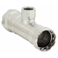 VIEGA MEGAPRESS Crimp Tee Fitting: 1 1/2 in Pipe x 1 1/2 in Pipe x 1 in Pipe Size, EPDM (MPN 90210)