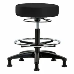 APPROVED VENDOR Vinyl Lab Stool, Height Range 19 3/4" to 27 3/4", 17" x 17" Seat, Fiberglass Base, 5 Glides, No Casters, Not ESD Safe