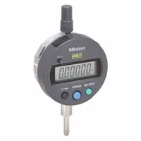 This digital indicator from MITUTOYO measures displacements from 0 to 0.5 inches (0 to 12.7 mm) with 0.0001 inch accuracy. It features a removable flat back for versatile mounting and an IP42 rating for dust and splash protection. The inch/metric switchable display makes it suitable for dimensional inspection and quality control tasks in machining and industrial environments