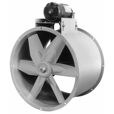 Dayton Tubeaxial Fan: Emergency Smoke, 48 in Blade, 38,100 cfm @ 0.000 in SP, 208-230/460V AC - Emergency Smoke Belt-Drive Fans with Drive