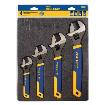 IRWIN Adjustable Wrench Set: Alloy Steel, Chrome, Cushion Grip Grip - General Purpose Adjustable Wrench Sets