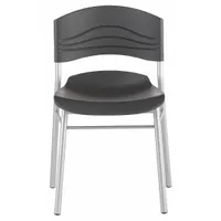 ICEBERG Cafe/Bistro Chair: Plastic Seat, Steel Frame, Seat Color Graphite, Frame Color Silver (MPN 64517)