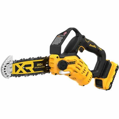DEWALT Battery-Powered Chainsaw Kit: 8 in Bar Lg, Rear Handle, Auto Chain Oiler - Battery-Powered Chainsaws