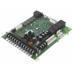 Replacement furnace control board for YORK gas furnaces. Manages ignition sequencing, blower timing, and limit circuit monitoring. Direct replacement part for compatible models.
