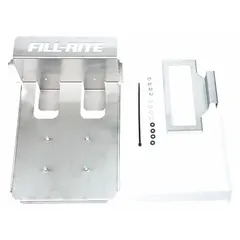 Stainless steel drum pump bracket designed for secure mounting on a drum top. Compatible with FILL-RITE DF120N pump model. Provides corrosion-resistant support for fluid transfer operations.