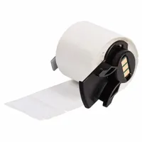 Precut nylon wraparound label for permanent wire identification. Black-on-white printing provides legible marking for wire gauges 10 AWG to 4 AWG. Compatible with M611 printer series; requires M7-R4300 ribbon. Used in electrical panels, machinery, and control systems for circuit tracing and maintenance