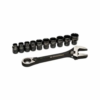 GEARWRENCH Adjustable Wrenches & Sets: Alloy Steel, Chrome, 1 1/8 in Jaw Capacity - General Purpose Adjustable Wrench Sets