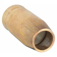 This FasTip series nozzle is a conical brass component with a 5/8 in opening, designed for standard duty welding applications. It directs shielding gas and protects the contact tip during MIG welding. Insulator is sold separately. Compatible with FasTip contact tips.