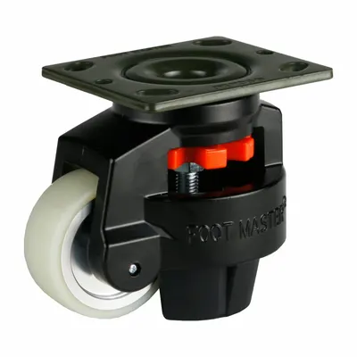 FOOT MASTER Plate Caster: Polyurethane Tread, 75 mm Wheel Dia, 120 mm Mounting Ht - General Purpose Leveling Plate Casters