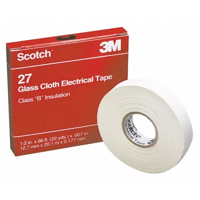 3M Electrical Tape: 1/2 in Wd, 22 yd Lg, 7 mil Thick, Fiberglass Cloth - Abrasion-Resistant Electrical Tape