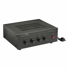 The SPECO TECHNOLOGIES PBM30 is a 1-channel audio amplifier with (2) terminal input and MoH output at 25V/70V. It operates on 120V AC and includes a power supply. This amplifier is used for commercial paging and background music systems in distributed speaker networks.