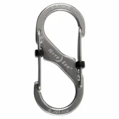 This load-rated S-hook double snap hook features a wire gate opening and is constructed from stainless steel. With an overall length of 2 inches, it is suited for light-duty attachment tasks such as securing keys, gear, or small tools to bags, belts, or loops.