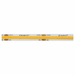 This LED tape light spool operates at 24V DC, consuming 5W and delivering 402 lumens of 2700K warm white light. It is dimmable and has a maximum run of 16.4 ft. The top-bend design allows flexible installation for under-cabinet, cove, and display lighting in commercial and residential spaces.