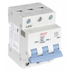 This 3-pole supplementary protector features a D-curve trip characteristic for high inrush loads, rated 20A at 480V AC with a maximum interrupting rating of 7.5kA. It uses screw clamp terminals and is designed for DIN rail mounting in industrial control panels, HVAC equipment, and machinery control circuits.