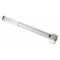 Aluminum rim-type exit device with touchbar style and night latch outside trim. ADA compliant for accessible egress. Suitable for commercial and industrial doors up to 3 ft wide