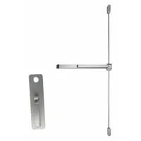 Aluminum rim-type exit device with touchbar style and thumbpiece pull outside trim. Designed for doors up to 3 ft wide. ADA compliant. Suitable for commercial egress applications requiring panic hardware