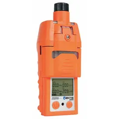 Portable multi-gas detector for monitoring hydrogen in industrial environments such as refineries, chemical plants, and confined spaces. Orange housing with IP66/IP67 ingress protection. Powered by a Lithium Ion battery. Manufacturer part number VTS-K5232111101.