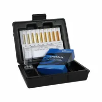 This test kit measures molybdate concentration in water within a range of 20 to 200 ppm and a sensitivity of 20 ppm. It includes a refill and provides 30 tests per kit. Commonly used for monitoring molybdate levels in industrial water treatment applications such as cooling towers and boiler systems