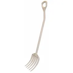 VIKAN standard hygienic fork with 5 tines, 10 1/2 in tine length, and 45 5/16 in handle length. FDA compliant and FDA approved. Suitable for sanitary handling in food processing and other clean environments.