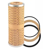 Cartridge-type diesel fuel filter with cellulose media. Outside diameter 3 in, inside diameter 1 1/16 in. Includes two attached gaskets. Used in fuel systems of diesel engines to remove contaminants