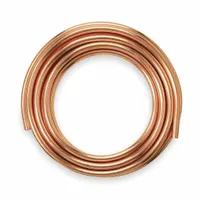 Copper tubing for medium-pressure plumbing applications. Type L, 1/2 in diameter, 20 ft coil. Maximum operating pressure 577 psi at 200°F. Not cleaned and capped