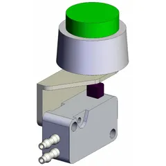 This SMC VM Series manual air control valve features an extended button actuator and side-ported body with 3 ports and 4 mm push-on connections. It is used in pneumatic systems for directional flow control, such as in industrial automation and packaging equipment.