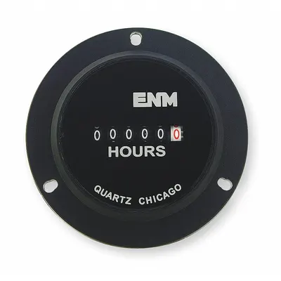 ENM Hour Meter: Hour Meters, Front Panel Mounting, Analog, 10 V DC – 80 V DC