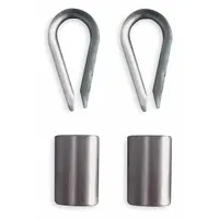 DAYTON Wire Rope Stop Sleeve and Thimble Kit: 1/4 in Compatible Rope Dia, 2 Thimbles Included, Plain (MPN 1DKK1)