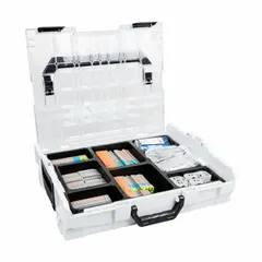 This kit contains 138 rail-mount terminal blocks from the WAGO Series 20xx, accommodating wire sizes from 22 AWG to 4 AWG. It is used for industrial wiring applications such as control panels, automation systems, and electrical distribution.