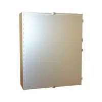 This HAMMOND stainless steel enclosure measures 36 x 30 x 10 inches and is rated NEMA 12/13/3R/4/4X for indoor or outdoor use where protection from dust, water, and corrosion is required. It features clamp closure, includes an inner panel, and has no knockouts. Typical applications include housing electrical controls, terminals, and instruments in industrial environments