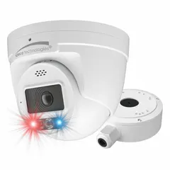 This 4MP network IP camera features a fixed turret design with a 1/3 CMOS sensor and a 2.8mm lens providing a 113° viewing angle. It connects via RJ45 for IP surveillance systems. Suitable for indoor or outdoor monitoring of areas such as warehouses, retail spaces, and office perimeters.