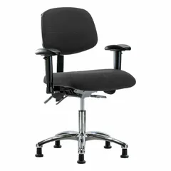 Fabric ESD Chair with Arms, Adjustable Height 19-24 in, Aluminum Base