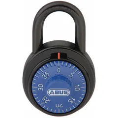 Steel body and steel shackle combination padlock with blue dial for keyless operation. Suitable for securing lockers, toolboxes, cabinets, gates, and storage units in indoor and light outdoor environments.